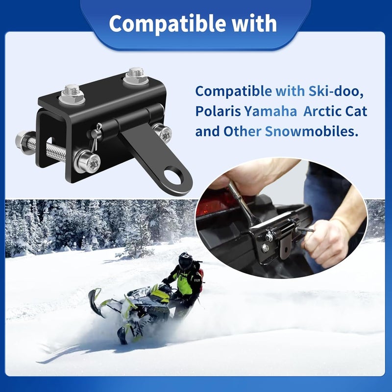 AQBB Universal Snowmobile Bumper Hitch Tongue Type Tow Carrier Compatible with Ski Doo Polaris REV Arctic Cat Yamaha and More, Adjustable Heavy-Duty Steel Sled Trailer Towing Hitch Hook - Image 3
